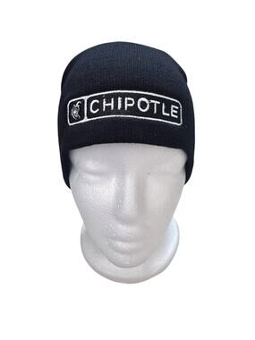 Chipotle *NEW* Black Knit Beanie One Size Adult Embroidered Logo